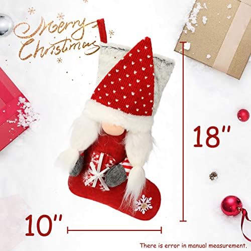 Hopearl 2 PC -uri ciorapi de Crăciun Set cu 3D MR și doamna suedeză gnome tomte nisse cuplu șosete cu pungi cadou cu cutii