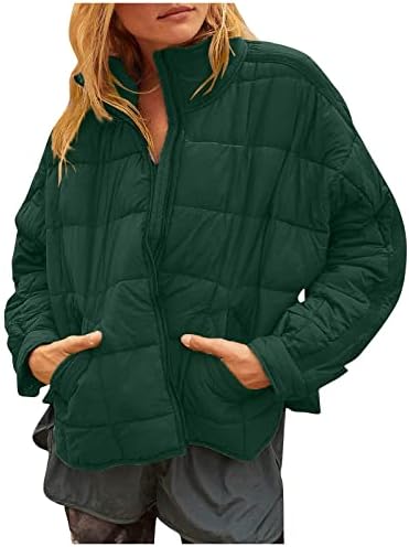 HUANKD femei haina de iarna culoare solidă Mâneci lungi buzunare bumbac jacheta toamna și fermoar jacheta Toamna Jachete