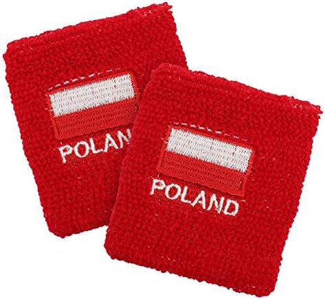 Polart poloneză 2 Pack sport Mansete atletic tenis exercitarea Sweatbands cald cu roșu Polonia litere & amp; Pavilion