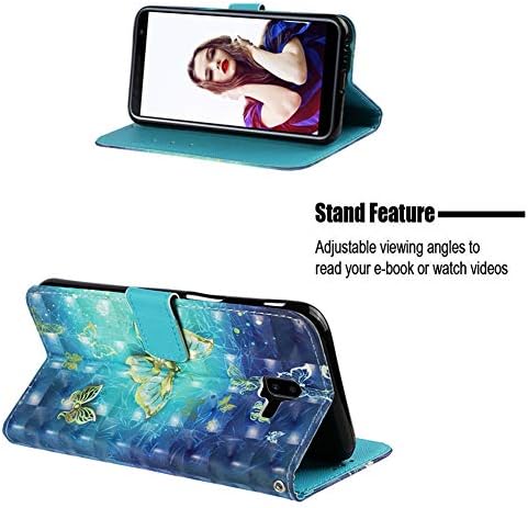 Meikonst Galaxy J6 Plus 2018 caz 3D elegant pentru femei Girly telefon caz carduri de Credit Slot Cu Stand pentru piele PU