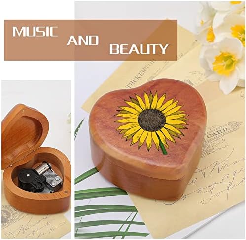 Cutie de muzică din lemn de floarea soarelui Cadou cu cutie muzicală pentru ziua de naștere de Crăciun