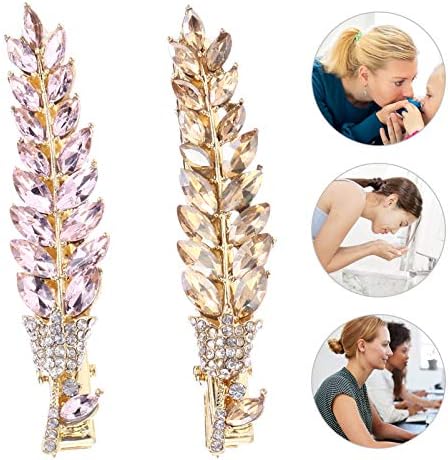 Kesyoo 2pcs cristal frunze barrettes aliaj de rahiestone coafură pentru femei bijuterii de păr pentru tăieturi de păr decor