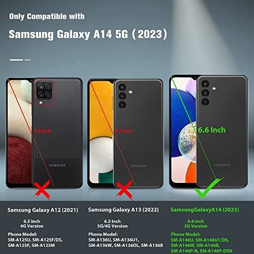 Carcasă Leyi Samsung A14 5G cu protectoare de ecran și protecție pentru lentile pentru camere [2 pachet], carcasă de telefon