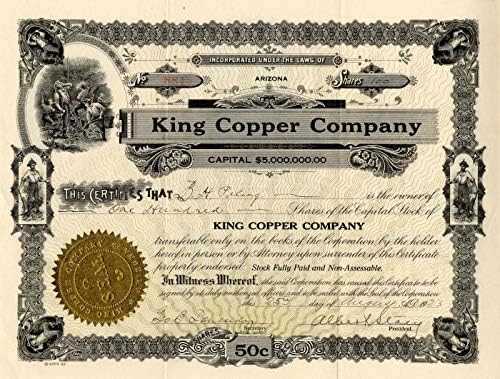 King Copper Co. - Certificat De Stoc