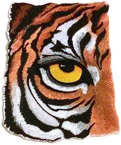 Ochi personalizat și unic de tigru brodat de fier pe/cusut Patch [7 *4.72] [Made in SUA]