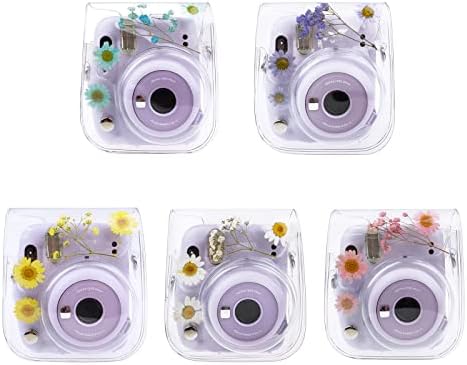Hiyqin Mini Camera caz, clar Caz pentru Instax Mini 12/11/9/8/8 + / 40 Instant Camera flori uscate PVC sac de acoperire cu