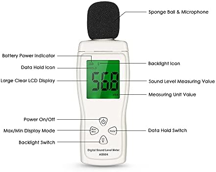 Jieseing Mini Digital Nivel sonor LCD Afișare Zgomotul Contorului de zgomot Instrument de măsurare a decibelului Tester