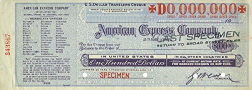 Compania American Express. - Specimen Călători Verifica / Verifica
