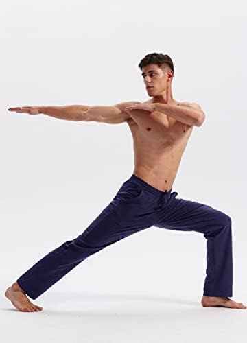Pantaloni de pulover de yoga de bumbac pentru bărbați Pantaloni de exerciții fizice deschise de jos pantaloni de lounge atletic