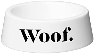Amici Pet Woof Ceramic. Castron, Boluri pentru câini pentru mâncare și apă, capacitate de 16 oz, 6,75 D x 2,25 H, litere alb-negru