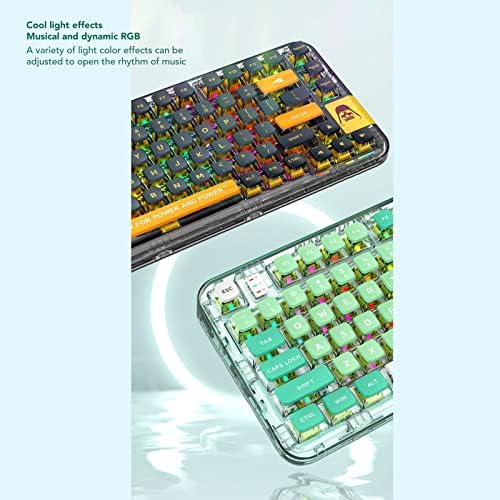 Tastatură mecanică Goshyda, 80 de taste BT 2.4 GHz wireless Wired Triple Modes tastatură compactă pentru PC, structură transparentă
