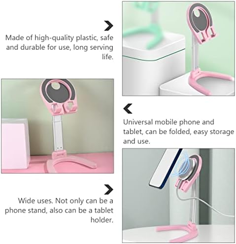 Mobestech Tabletop Desktop Stand pentru vizionarea pliabilă cadou foto smartphone telefon multifuncțional roz roz TV flexibil Stable Mobile Luând călătoria celulelor reglabile suportul de birou pliabil
