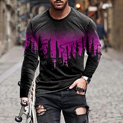 Bărbați Grafic T-Shirt Hipster Hip Hop Tie-Dye Imprimare Tee Shirt Scurt Maneca Lunga Culoare Bloc Graffiti Casual Topuri Haina