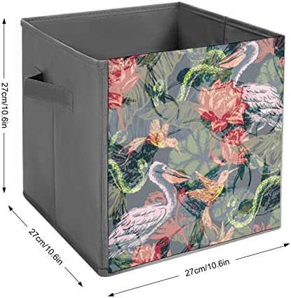 Coș de depozitare cu model de fantezie tropicală cuburi Organizatoare pliabile din țesătură cu mânere Geantă de haine cutie