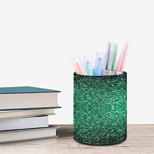 Frumos Smarald Verde sclipici paiete piele stilou titularul drăguț creion vase Desktop stocare sertar machiaj organizator pentru