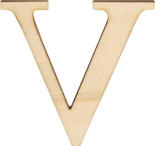 Litere și numere din lemn gol din nuc, 1,5 inci, V, 2 per pachet