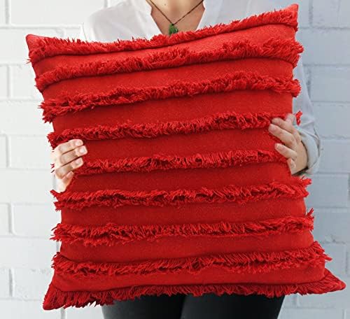 Mosey Roșu Aruncare Red | Perne de accent roșu Boho | Huse de pernă roșie rustică | Perne decorative pentru fermă Red | Perne