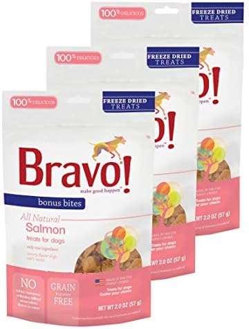 Bravo! Bonus Bites Dog tratează congela uscate somon-toate naturale-cereale gratuit-2 oz 3 Pack