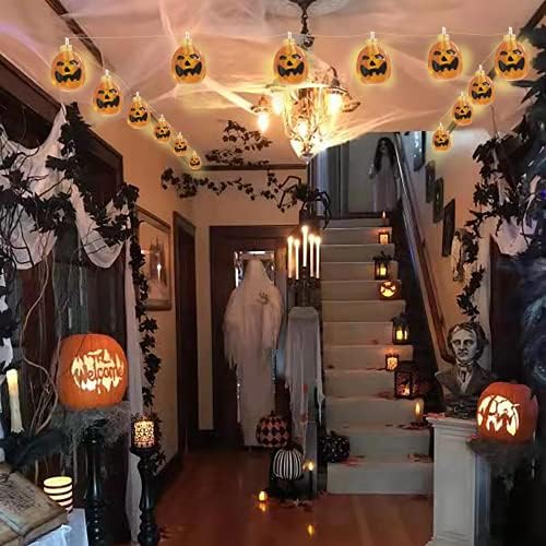 Lumini de coarde de pomkin de Halloween cu 40 LED -uri cu apă impermeabilă lumini operate cu baterii pentru petreceri interioare