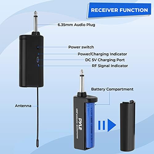 Sistem de microfon Pyle Dual UHF - Set de microfon fără fir portabil fără fir set wireless mic wireless w / cască / microfon