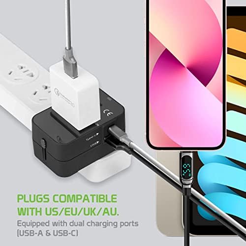Travel USB Plus International Power Adapter Compatibil cu Samsung Galaxy Notepro 12.2-inch pentru putere la nivel mondial pentru