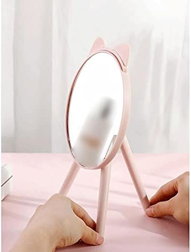 Wulfy Mirror Pink Machiaj Oglindă Desktop, Desktop Portabil Portabil Mâner poate suporta oglindă de machiaj, oglindă portabilă