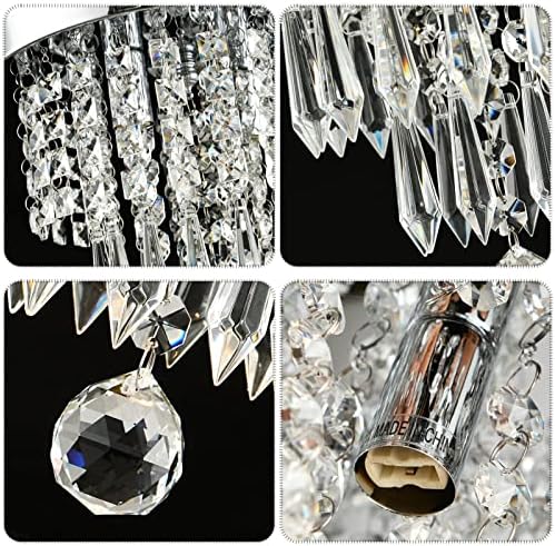 Zaqtan Chrome Flush Mount candelabru de cristal cu 2 lumini LED moderne niveluri plafon lumina de fixare Raindrop D9