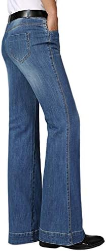 Haorun Men Bell Jeans de jos Slim Fit pantaloni din denim evadat 60 ani 70s Pantaloni retro