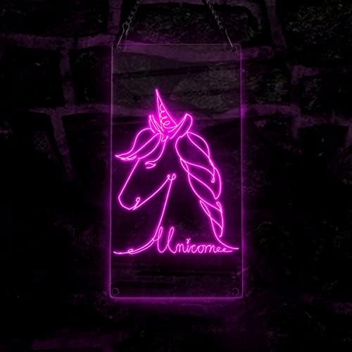 Partea unicornilor Semn de neon, animal temă realizată manual El Wire Sign Neon Light Semn, decor pentru casă arta de perete, roz