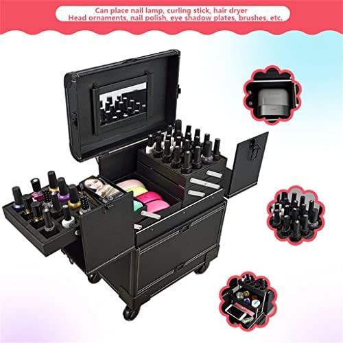 DOUBAO Capacitate mare de machiaj portabil artist valiză cu unghii de machiaj cu unghii de machiaj din piele PVC