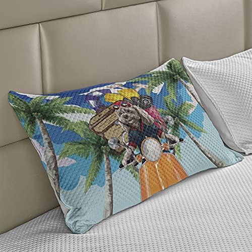 Combover de pernă cu matlasă tricotat pentru câini din Ambensonne, cățeluș în insula tropicală cu palmieri pe o temă de vacanță