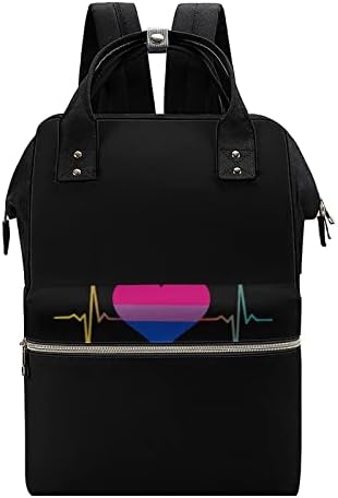 Bisexual Pride Heart Scheter Bag Rucpack Rucsac impermeabil Mami Geantă de mare capacitate de mare capacitate