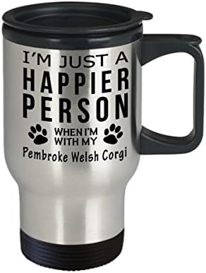 Câini iubiți de câini călători de cafea - persoană mai fericită cu Pembroke Welsh Corgi -Pet Proprietar Cadouri de salvare