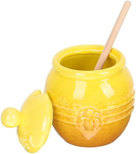 Holibanna 1 Set recipiente din borcan de miere din Ceramică cu capace borcan de sirop oală de miere din ceramică suport de