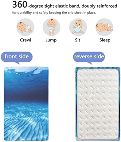 Mini cearșafuri pentru pătuț cu tematică oceanică, Mini cearșafuri portabile pentru pătuț material Ultra moale-cearșaf pentru