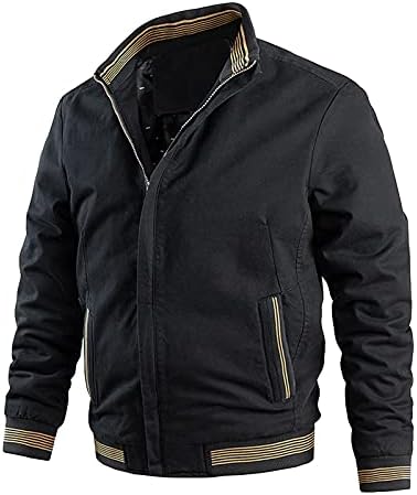 GDJGTA bărbați Iarna Toamna agrement haina sport Zip buzunar stand-Up guler jacheta Bluza Mens primavara jacheta