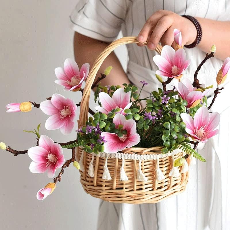 DHTDVD ciucure Dantela Printesa coș geantă de mână cu aranjament Floral Picnic Coș fata de flori Coș