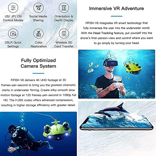 Qiyhbvr drone subacvatic 4K UHD Cameră pentru vizionare în timp real, Submarine RC Fish Finder sub apă rob Rov cu unghiul ultra