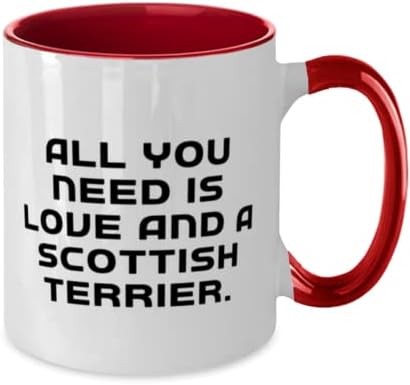 Tot ce ai nevoie este dragoste și un terrier scoțian. Două tone 11oz halbă, Scottish Terrier Dog Cup, noi Cadouri pentru Scottish