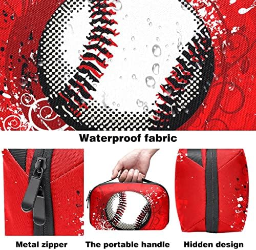 Femei și fete Grunge Baseball roșu machiaj Sac incapatoare cosmetice sac pungă pungă geantă de mână cu fermoar
