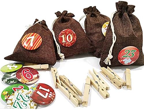 Yajun numere sac Crăciun Advent Calendar agățat Lenjerie bomboane saci de stocare umple cu 1-24 numere autocolante xmas Decor