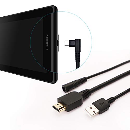 Cablu Huion 3-in-1 pentru Kamvas Pro 16 Pro 13 GT-133 și Pro 12 GT-116 Monitor de desen grafic cu HDMI, cabluri de putere și