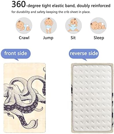 Cearșafuri Mini pentru pătuț cu tematică caracatiță,cearșafuri Mini pentru pătuț portabile cearșafuri pentru saltea pentru