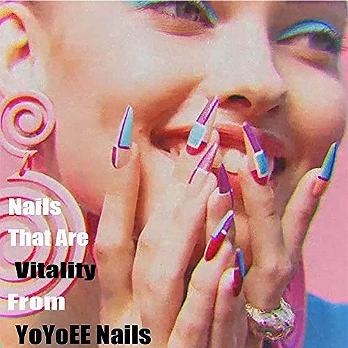 YoYoee Purple French Press on Nails-migdale scurte Unghii False acrilice acoperire completă unghii false Daisy unghii drăguțe