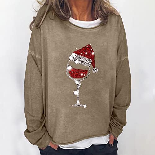 Femei Merry Bright Crăciun Cămăși Cu Mânecă Lungă Crewneck Toamna 2022 Casual Trendy Xmas Tee Shirt Pulover Lejer