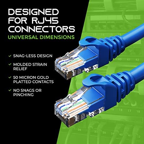 GearIT 20-Pack Cat6 Patch Cable 25 Picioare Cat 6 Cablu Ethernet Snagless Flexibil Soft Tab-Seria Preimum-Albastru