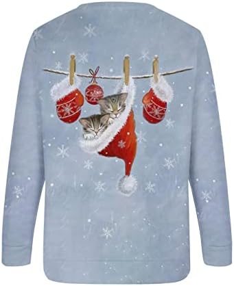 Hanorac Akollsppnsy pentru femei Crewneck bluze cu gât Scoop cu imprimeu de Crăciun Bluze groase de toamnă relaxate pentru