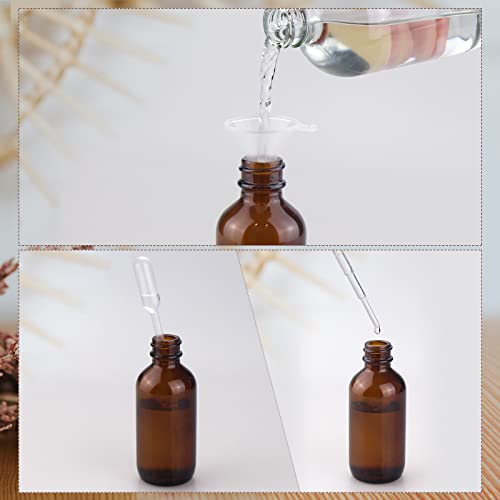 Wedama 4 sticle de pulverizare din sticlă chihlimbar, sticle mici de pulverizare cu picurător de pâlnie, Mini sticle de pulverizare