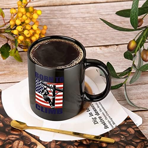 Lineman cu American Flag Print ceramice Cana cafea pahar ceai ceașcă amuzant cadou pentru birou acasă femei bărbați