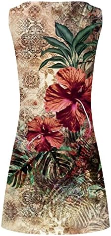 Rochii de vară Lilgiuy pentru femei 2023 Boho Floral Print Tank Dress Beach Cover Up Hollow Out crew Neck Sundresses Fără mâneci